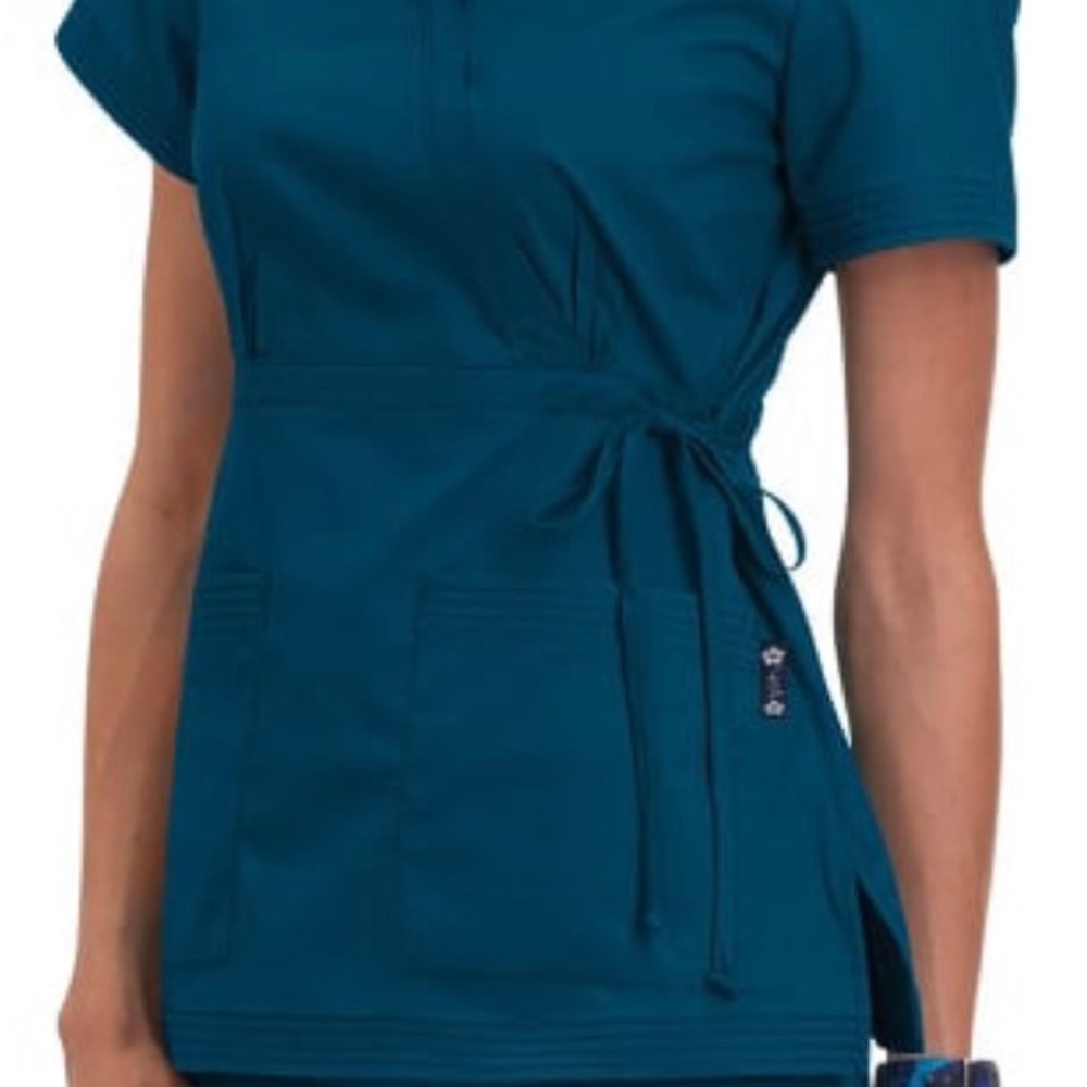 Katelyn Wrap Solid Scrub Top